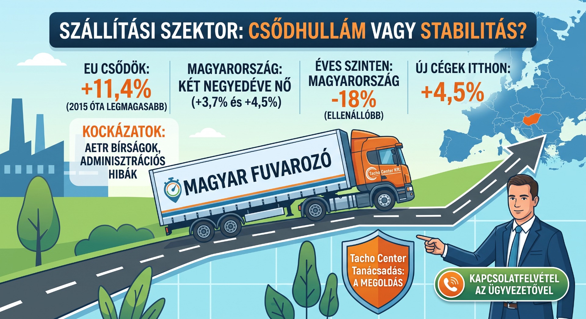Infografika: narancssárga kamion, útvonal és térkép, szállítási szektor statisztikákkal, üzletemberrel.